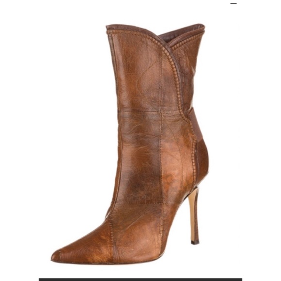 NWB Manolo Blahnik patchwork boots - Picture 1 of 8